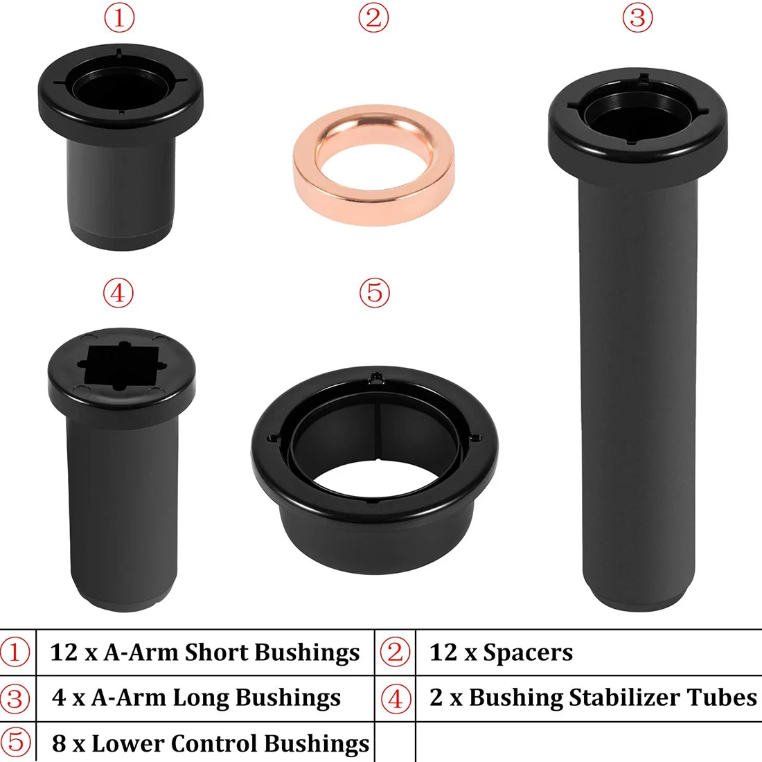 Rear Suspension A-Arm Bushings Kit for Polaris Sportsman 500 RSE Sportsman 400 4x4 700, Lower Control Bushings & Spacer Set