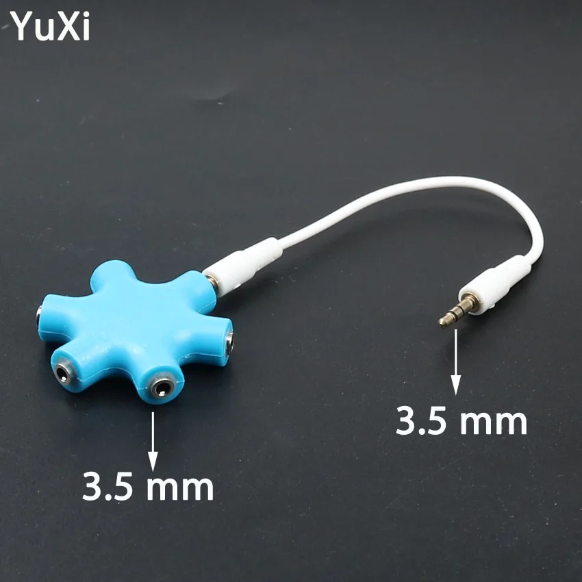 

YuXi Audio Splitter 3.5mm Jack Earphone Audio converter 1 Male to 6 Female Cable Aux Music Sound Output Audio Connector