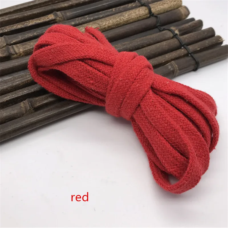 XUNZHE 10 mm *10M Colored Cotton Braided Rope Hollow Flat Twisted Cord Sports Belt DIY Sewing Tape Rope Shoes Hat Decoration