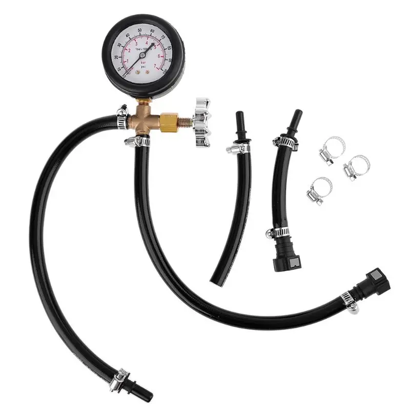 

Quick Connected Fuel Injection Pump Pressure Tester Gauge with Valve 0-100PSI 0-7BAR for Vehicle Car Truck