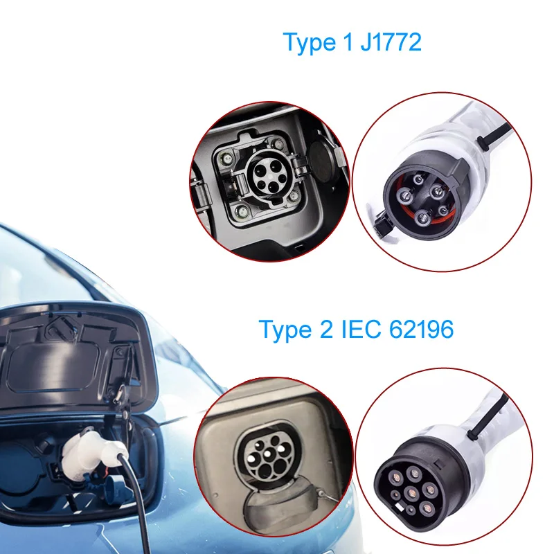 Electrical Car Charger EV 6A 8A 10A 13A 16A Fast Charing Cable Connectors Type 2 Type 1 Mode 2 Home use