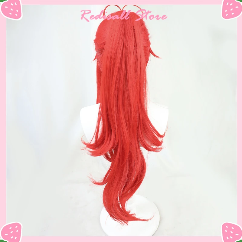 Parrucca comica Diluc Genshin Impact Cosplay rosso coda di cavallo alta riccia lunga resistente al calore adulto uomo donna Halloween gioco di ruolo