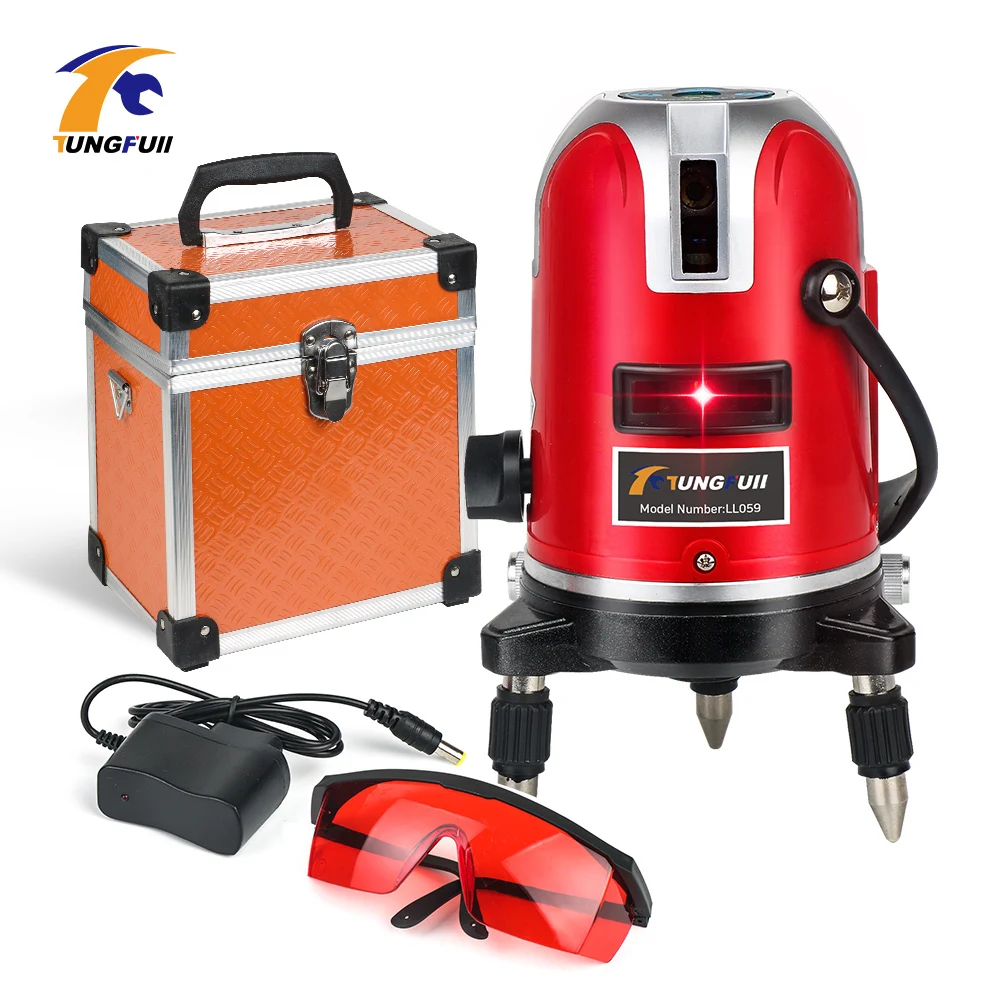 Laser Level 360 Self-Leveling Horizontal  And Vertical 5 Lines 6 Points  Powerful Outdoor Laser Cross Line with Carrying Case