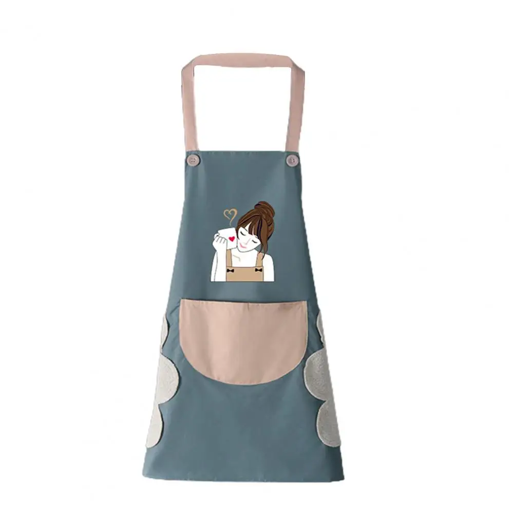 80% Hot Sales!!! Women Waterproof Anti-Oil Cartoon Girl Home Kitchen Apron Waist Bib Pinafore