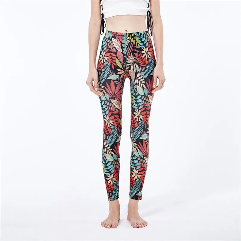 INDJXND Tập Luyện Quần Legging Gợi Cảm Đáy Hoa Lá Quần Nữ Lưng Thun Co Giãn Capris Thể Thao Nữ Quần In Hình Đính Nơ-THUỐC NHUỘM