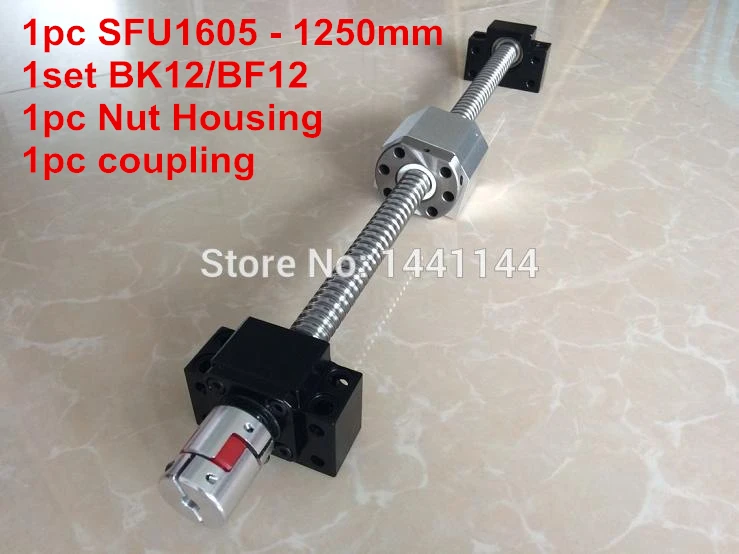 

1605 ballscrew set : SFU1605 - 1250mm ball screw -C7 + 1605 Nut Housing + BK/BF12 Support + 6.35*10mm coupler cnc part