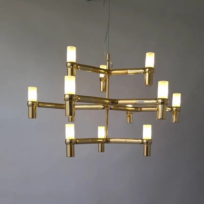 

Modern white chandelier Luxury Villa Foyer G9 tube chandelie Gold Chrome Metal Lighting Adjustable Cable home interior lighting