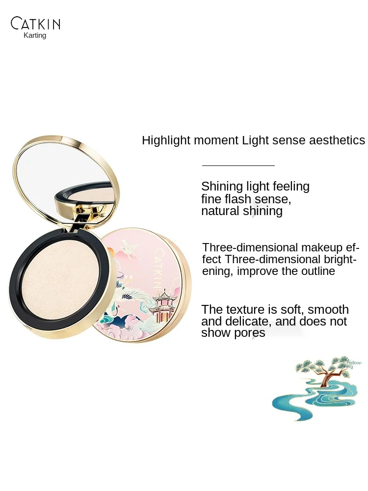 TT Catkin Spring River and Moon Night Highlight Bronzing Powder Plate Brightening Skin Color Nose Shadow Shadow Side ShadowFairy