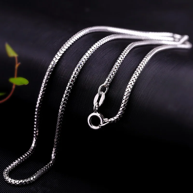 BOCAI New Fashion 925 Silver Woman Necklace Solid Jewelry Accessories 1.6mm Trendy Birthday Gift