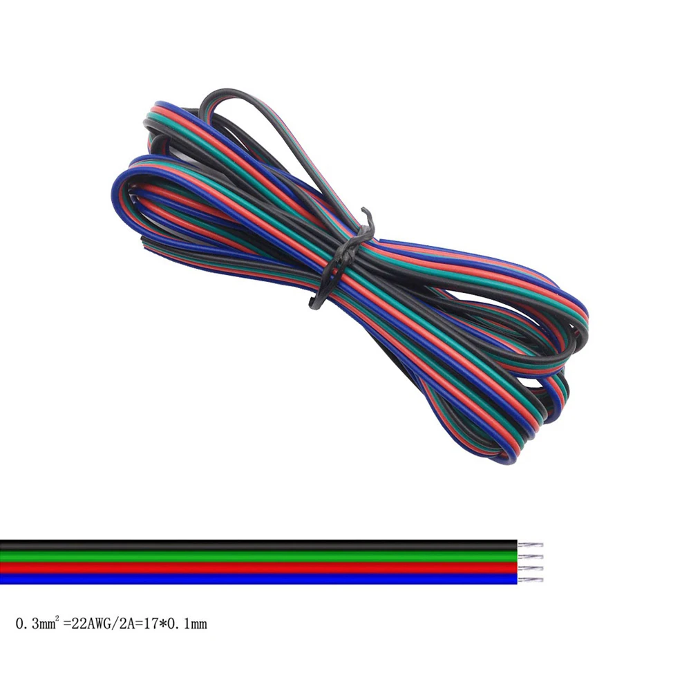 Câble de bande lumineuse LED, WS2812B, 26AWG, 2 broches, 3 broches, 4 broches, 5 broches pour WS2811, 5050, 2835, 5730, 1m, 5m, 10m, 20m, 50m, 100m
