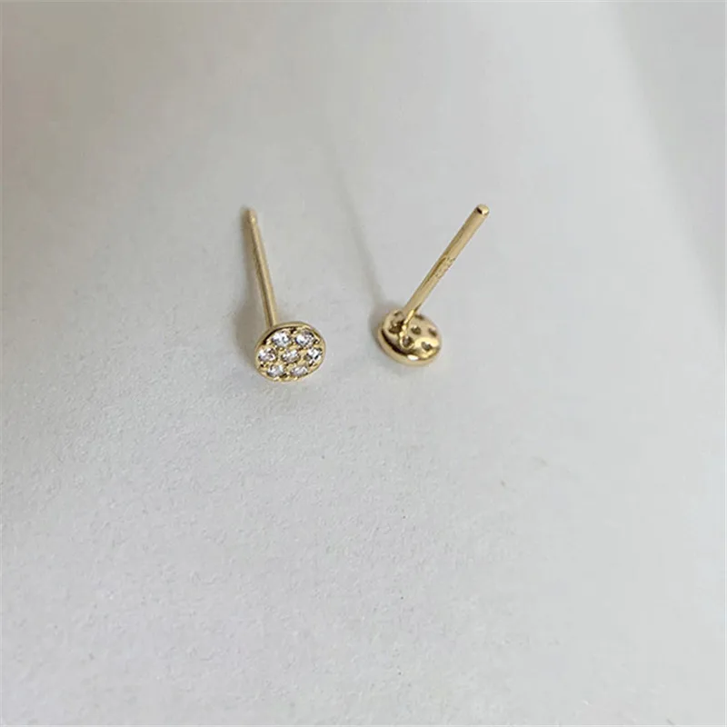 HALLO MANN 925 Sterling Silber Echt Gold Überzug 14K Gold Japanischen Kristall Stud Ohrringe Frauen Kleine Nette Geburtstag Schmuck