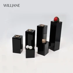 Black Acrylic Solid Block Ring Pendant Jewelry Display Cube Pedestal Art Sculpture Stand Bracelet Necklace Photography Holder