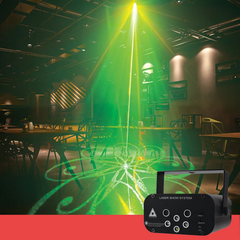 OURFENG LED Stage Lights 6 Holes 64 Patterns Laser Stage Lamp Disco Bar Flash KTV Mini Christmas Projector