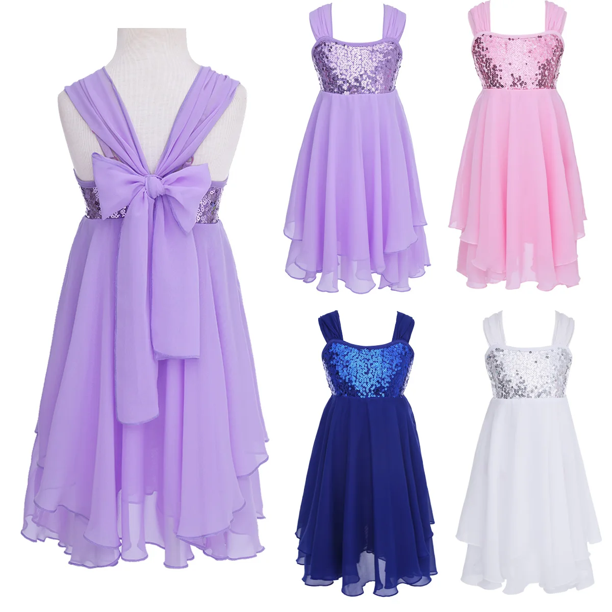 Tulle Princess Ball Gown Teens Ballerina Leotard Dress Kids Girls Gymnastics Ballet Tutu Sequins Top Chiffon Dress Dance Wear