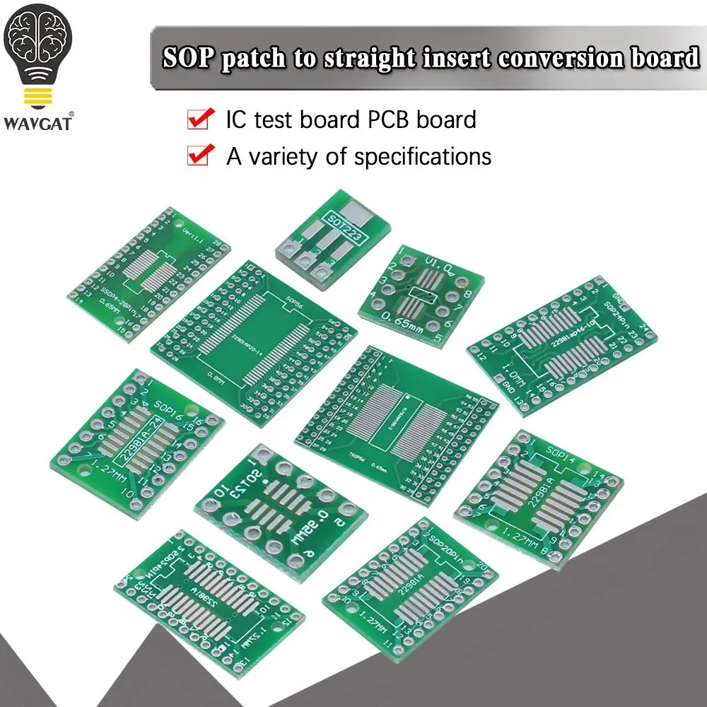 SOP8 SOP10 SOP14 SOP16 20 24 28 56 turn DIP/SMD to DIP IC adapter Socket TSSOP SOIC SSOP Board Converter Plate 0.65mm 1.27mm