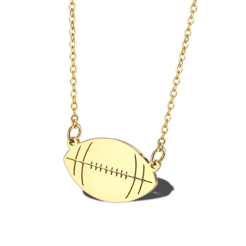 American Football Women Simple Sports Soccer Ball Fashion Charm Jewelry Pendant Necklaces In Stainless Steel