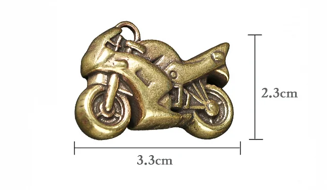 solid Brass retro racing motorcycle craft DIY Pendant desktop ornament Miniature Fitting Keychain ring Pendant Accessories a1639