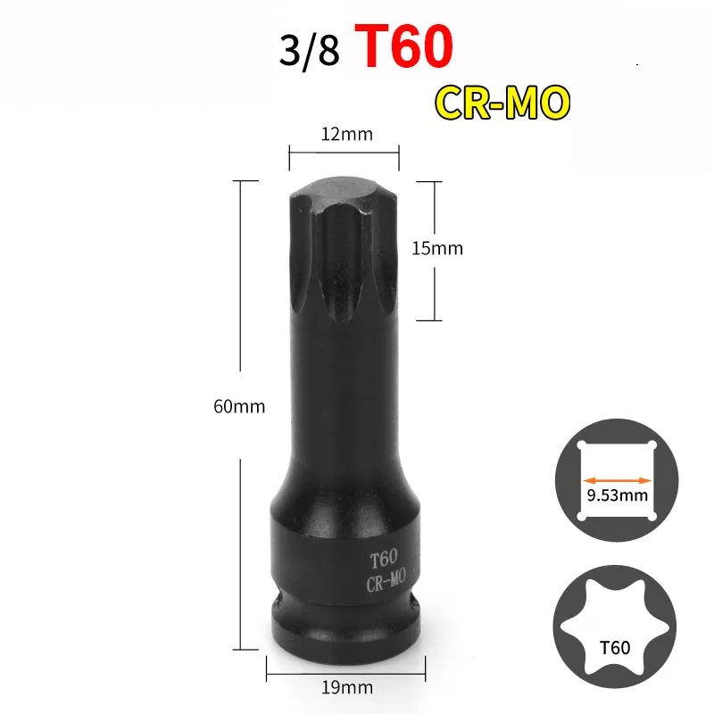 1pcs 60mm Length Star Torx Screwdriver Bit 3/8\