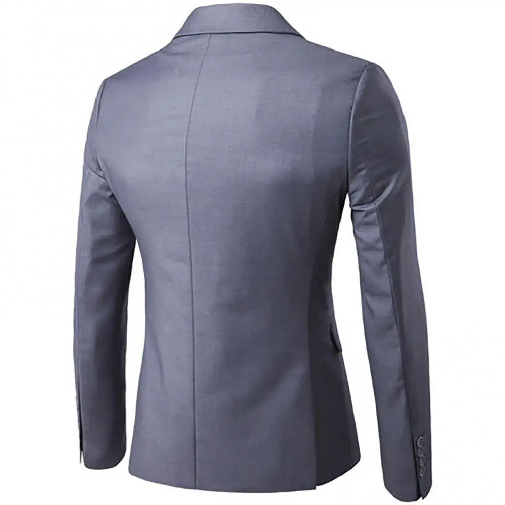 Traje de negocios de manga larga con solapa y botones para hombre, Blazer DE BODA ajustado, Color sólido, talla grande, Otoño, 2 unids/set