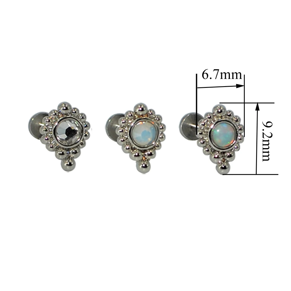 1PC Cluster Labret Lip Studs Waterdrop Opal Ear Tragus Helix Cartilage Earring Stud Titanium &Steel Trendy Body Piercing Jewelry
