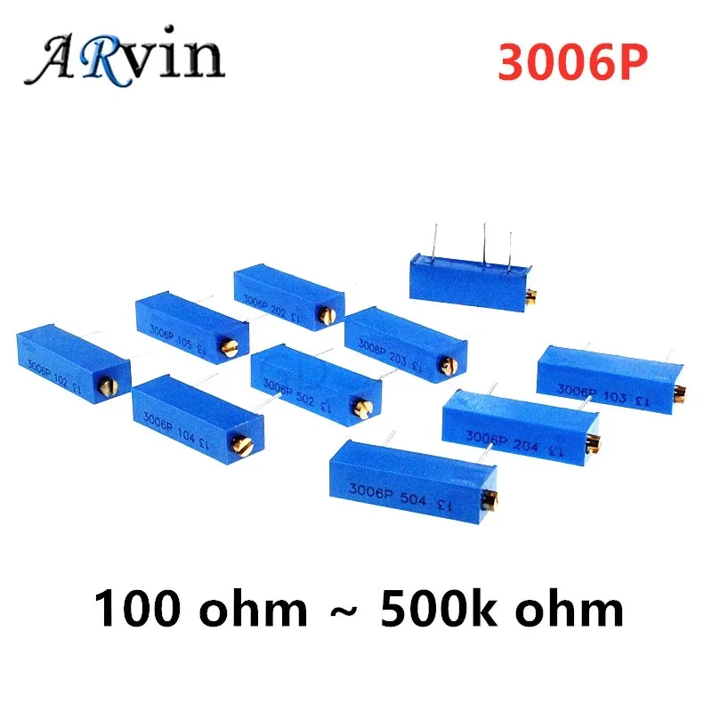 10PCS 3006P 1K 2K 5K 10K 20K 50K 100K 200K 500K 1M 100R 200R 500R Trimmer Potentiometer
