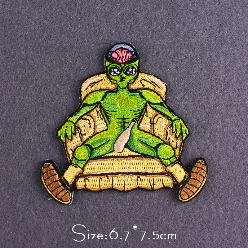 Alien Patch Embroidered Patches For Clothing Cartoon Embroidery Patch Iron On Patches For Clothes Applique Frog Badge DIY