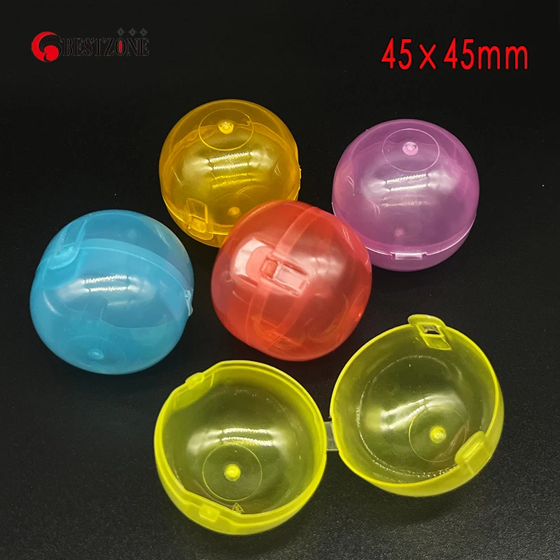 50Pcs 45*45mm Plastic PP Toy Colorful With Transparency Hinged Conjoined Ball Surprise Ball Easy Open Lock for Vending Machine