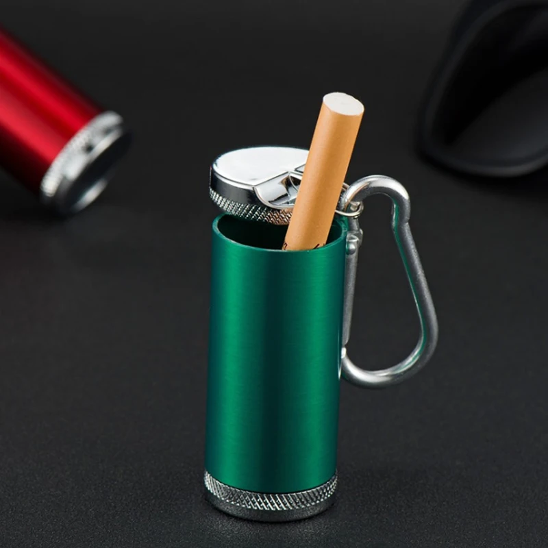 Fashion Portable Ashtray With Lid Keychain Pocket Mobile Ashtray Mini Cigarette Metal Bottle Storage Package Cigarette Gift