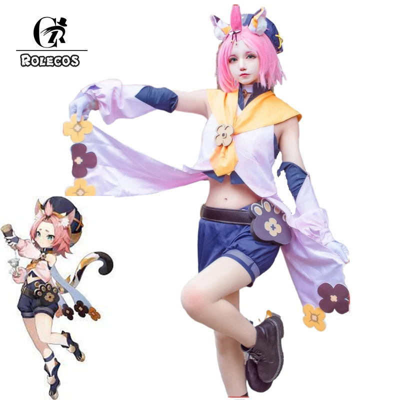 

ROLECOS Game Genshin Impact Cosplay Costume Diona Outfits Dress Halloween Carnival Women Costumes