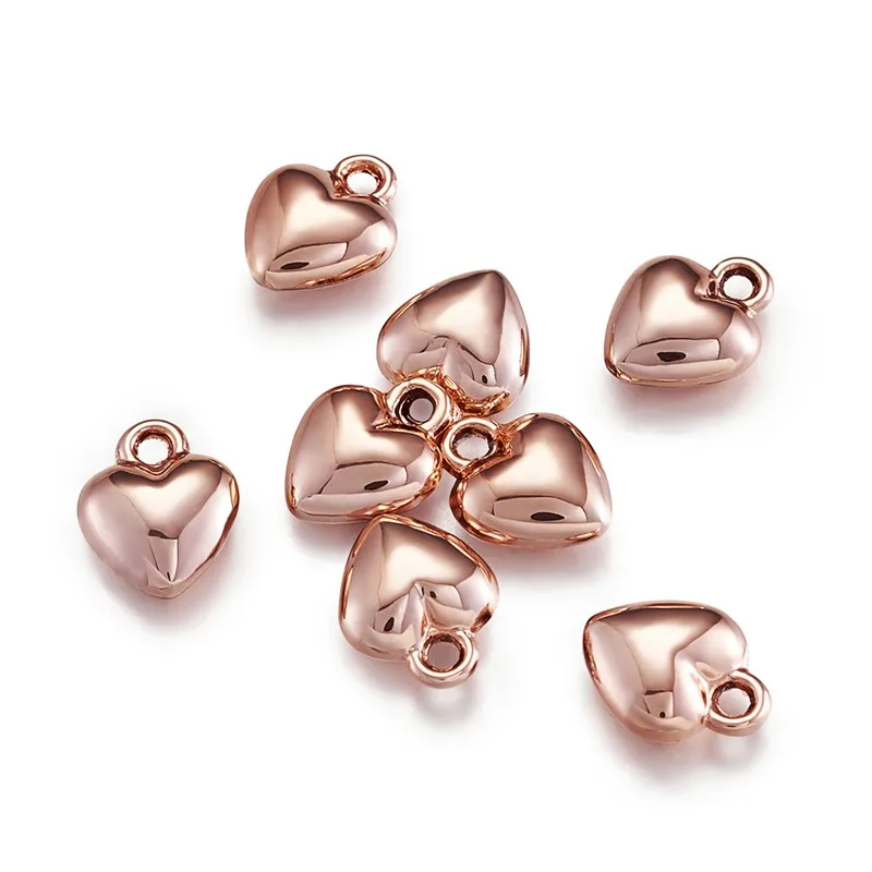 

10pcs Small Alloy Heart Charms Pendant Long-Lasting Plated Rose Gold Color for Jewelry Making DIY Bracelet Necklace 12x9.5x5mm