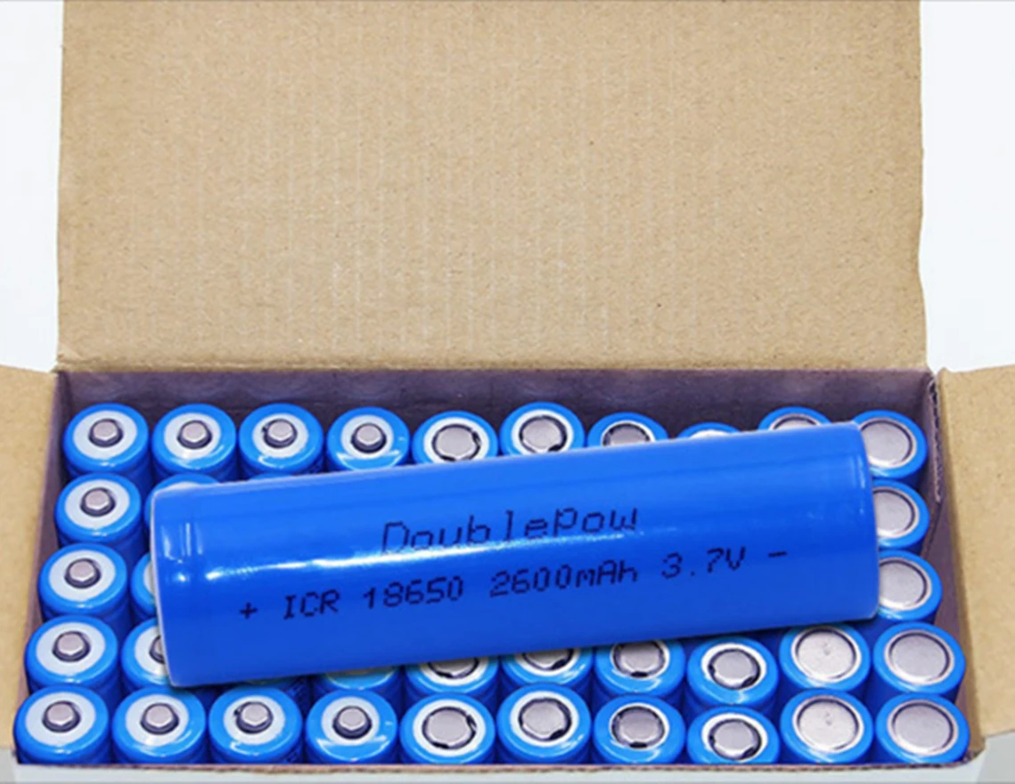 100% Doublepow new original 18650 battery 3.7v 2600mah 18650 rechargeable lithium battery flashlight battery