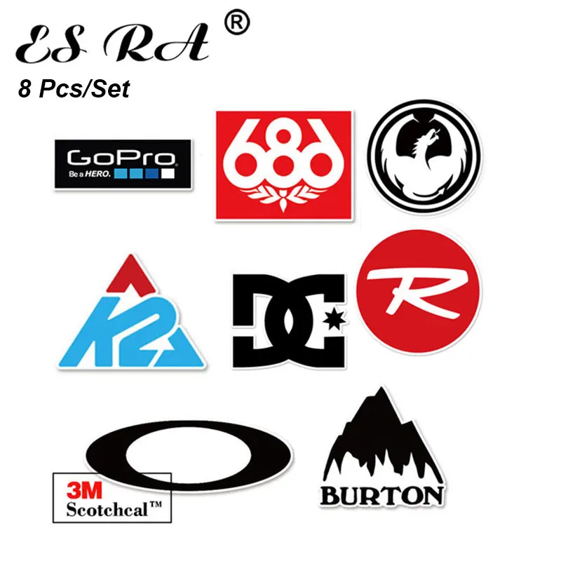 8 Pcs Ski Stickers Laptop Decals  Outdoor Logo Waterproof Viny Snowboard Pegatinas Car Notebook Pitcher Stationary Skateboard