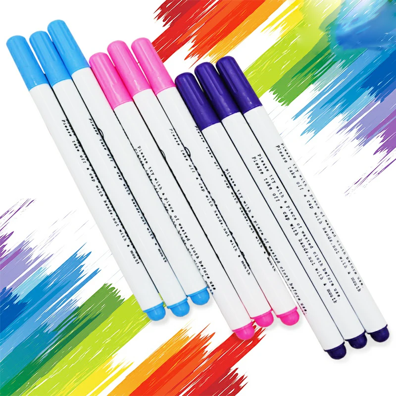 4 Pcs Cross Stitch Water Soluble Pen 1mm Nib Ink Color Blue Purple Pink Diy Automatic Decoloring Coloring Pen Multi Function