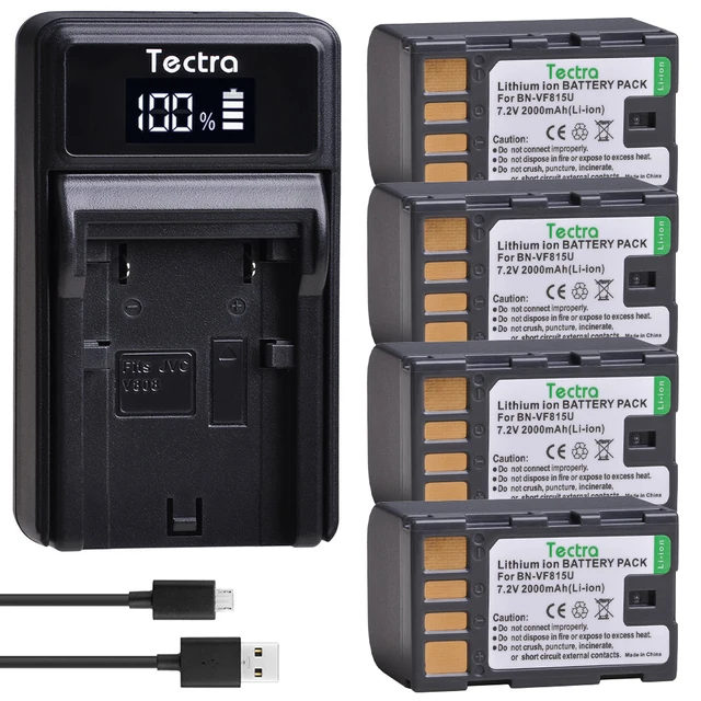 Tecrta 2000mAh BN-VF815U dla BN-VF815 BNVF815 bateria do JVC GR-D720US GR-D728 GR-D750US GR-D771 GR-D720 + ładowarka USB z LED