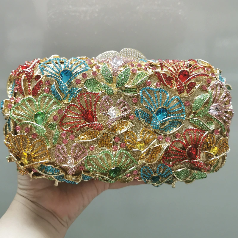 Pochette da sera con diamanti pochette con strass verde/blu/rosso per borse da ballo di lusso in cristallo per feste di matrimonio borse di Gala