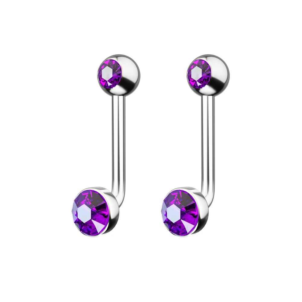 G23 Titanium Crystal Gem Vertical Hood Piercing Lip Ring