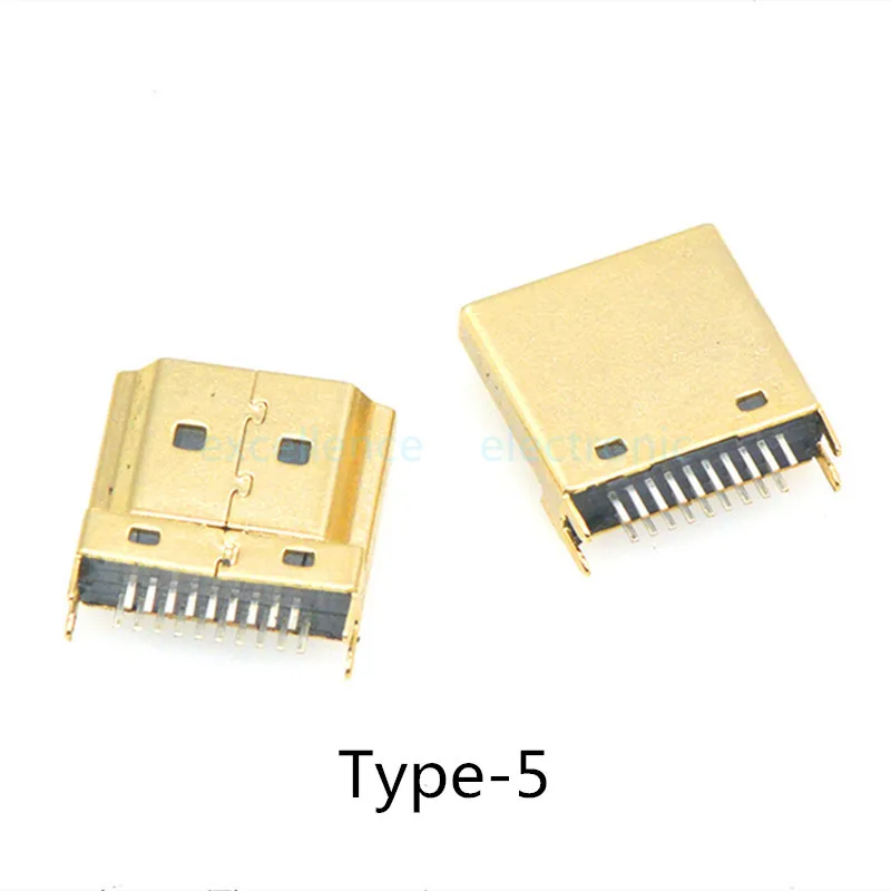 5pcs HDMI HD Interface Connector SMD 19 Pin 19P Vertical Right Angle HDMI Socket Surface Mound PCB Receptacle