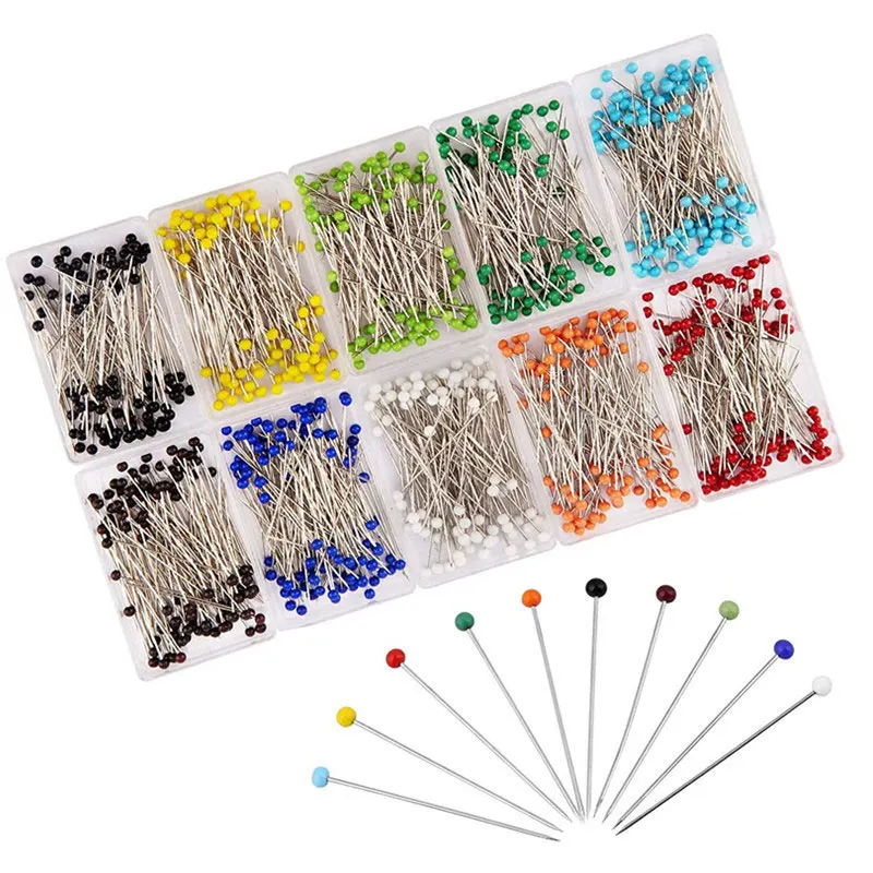 100Pcs/Box 38mm Sewing Pins Glass Ball Multicolor Head Pins Straight Quilting Pins Pearl Heads For Dressmaker DIY Jewelry Decor