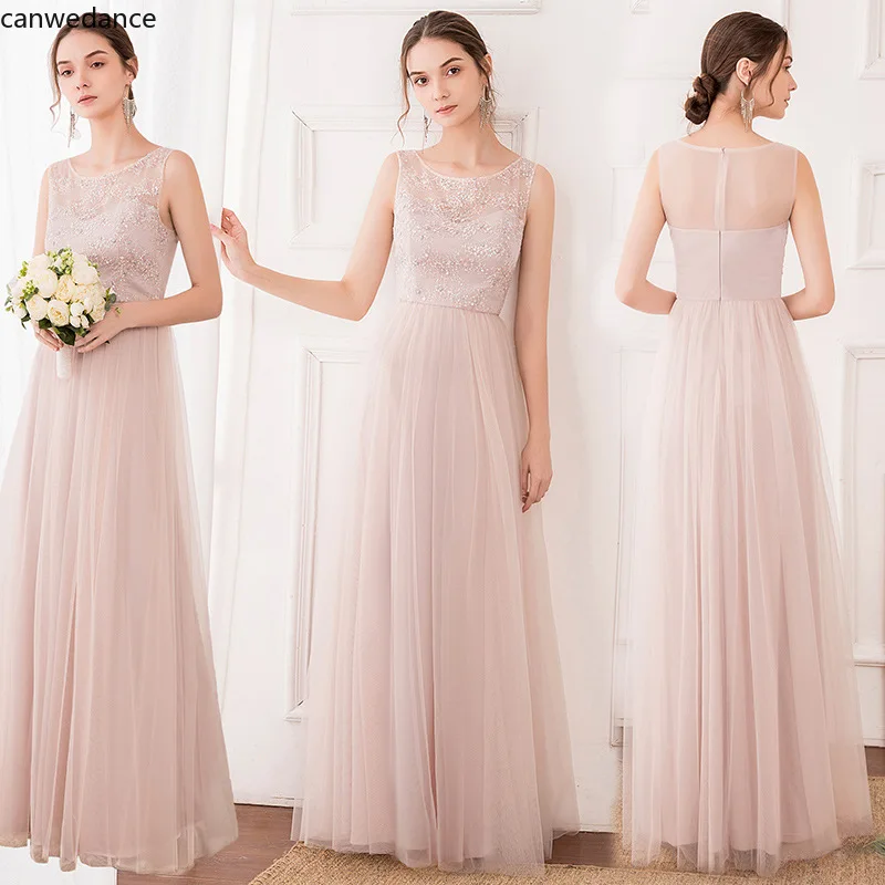 

2020 Shining Sequin Bridesmaid Dresses Appliques A Line Wedding Party Prom Gowns Floor Length Elegant Women Dress