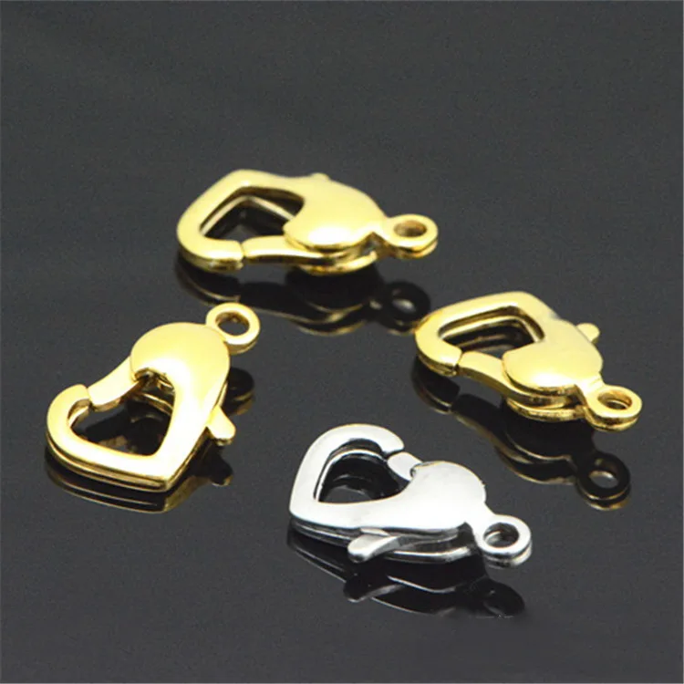 8*15MM Stainless Steel Lobster Clasps Heart Chain Buckles For Necklace Bracelet Anklet Jewelry Findings Accessories 10pcs/lot