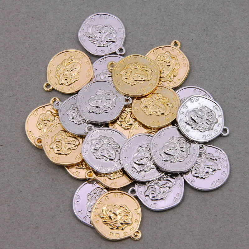 10pcs Gold Plated Commemorative Coin Pendant Charms For Jewelry Making DIY Bracelet Necklace Earring Pendants Findings