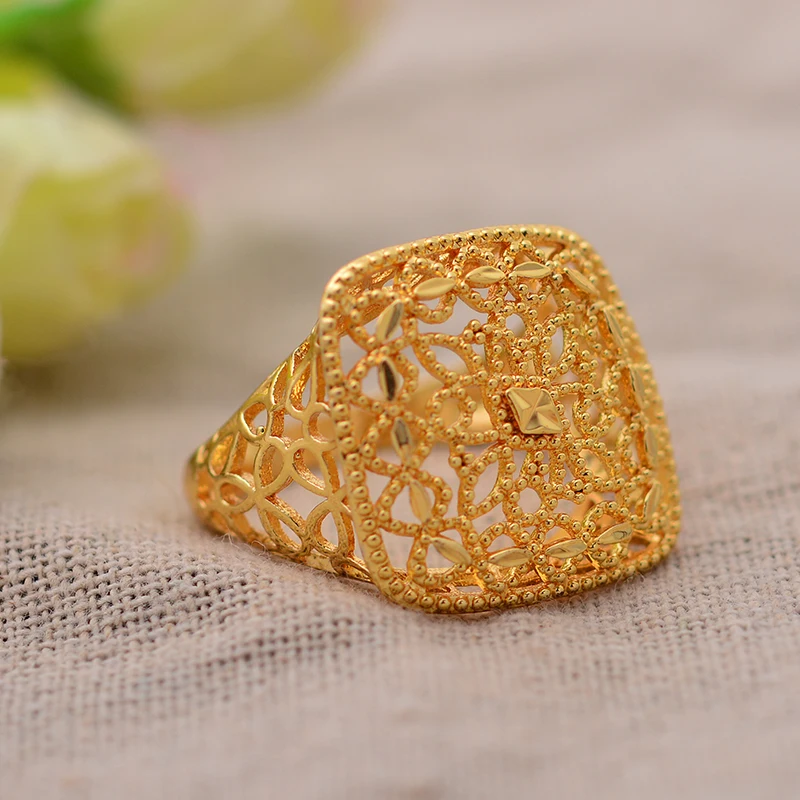 Wando Women Ring Gold Color and Brass Ethiopian Bride Wedding Ring Africa Jewelry/Arab Ring/Nigeria/Middle East