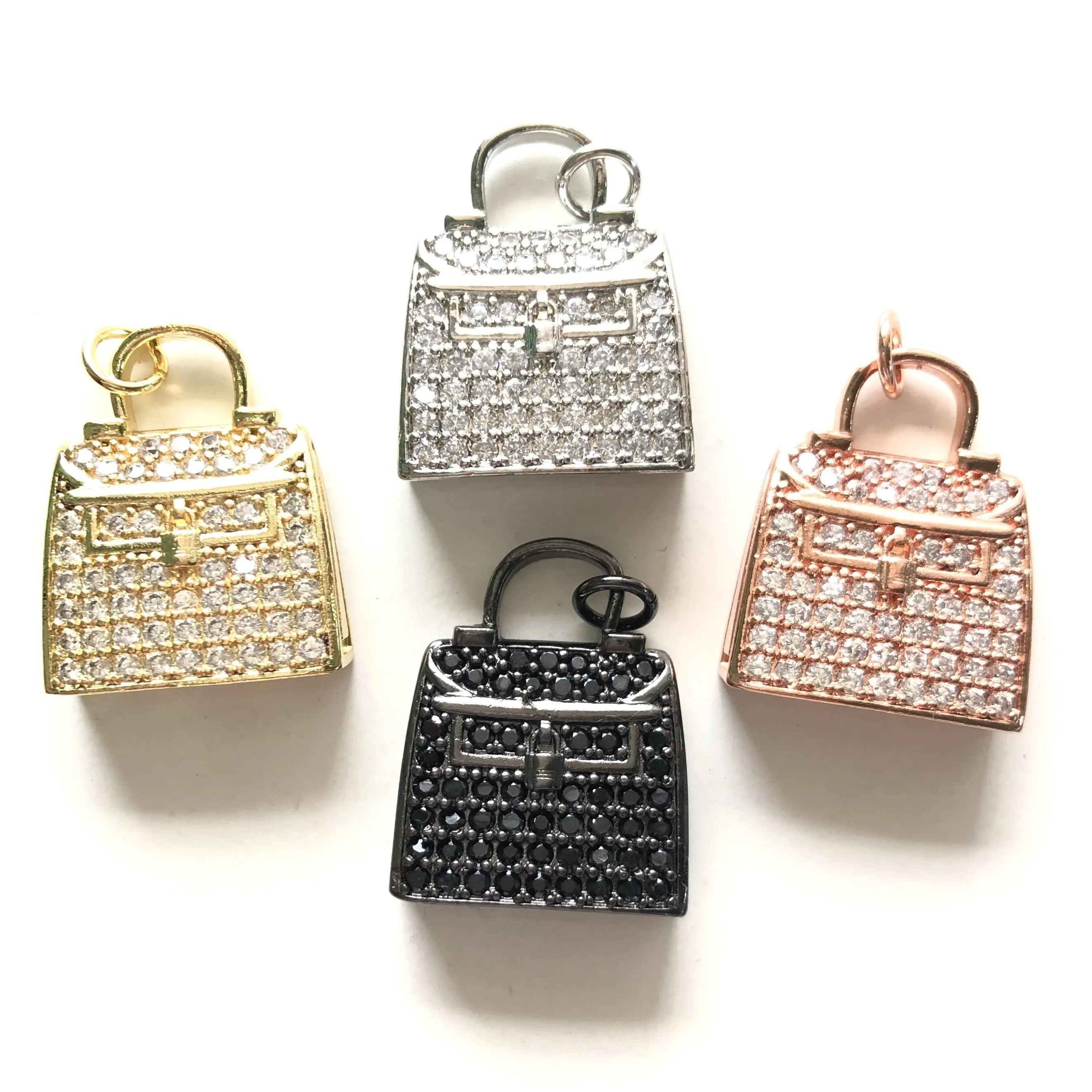 5pcs Fashion Purse Bag Charms for Women Bracelet Girl Necklaces Making Trendy Pendants Clear Crystal Jewelry Accessory Wholesale
