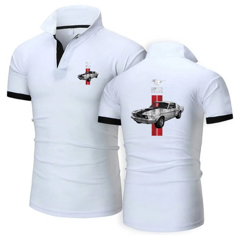 Polo Shirts Men\'s TShirts Ford 50 Years Logo Sportwear Tees Military Mustang Car Short Sleeve Jersey Golftennis Sport Topshirts