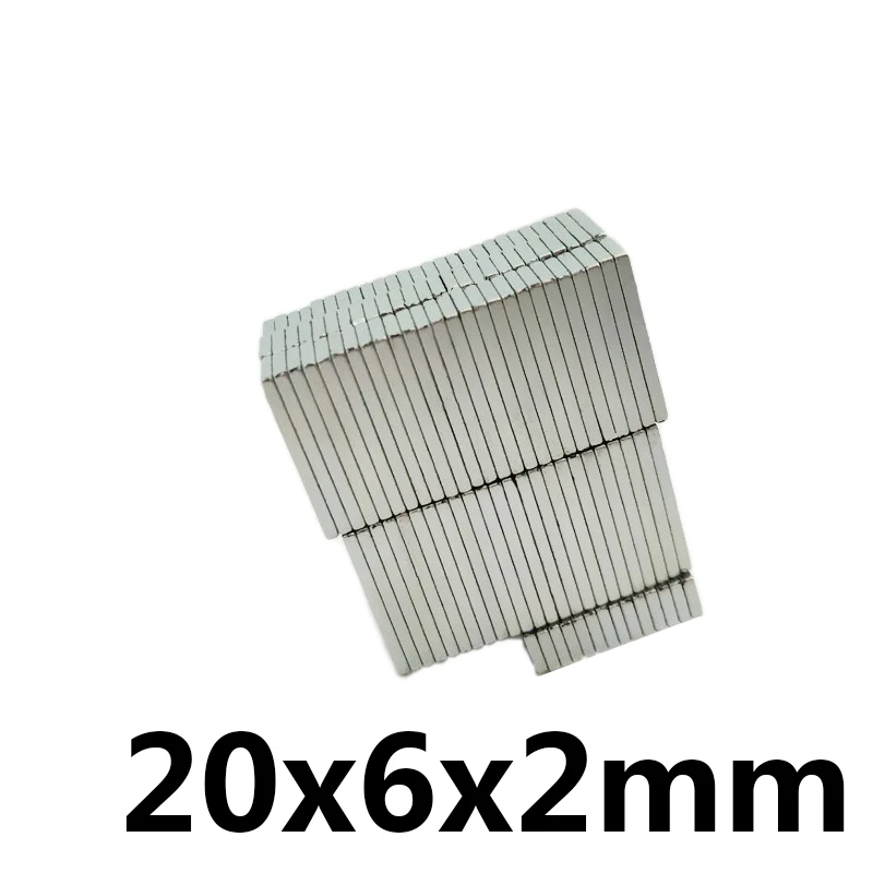 20/30/50/200/300/500PCS 20x6x2 mm Super Powerful Block Magnets N35 Neodymium Magnet 20x6x2mm Permanent NdFeB Magnetic 20*6*2 mm