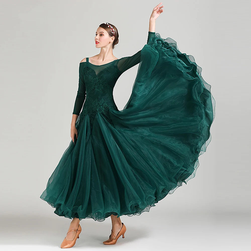 CACARE Del Merletto Concorrenza Sala Da Ballo Danza Tango Waltz Flamenco Vestito Da Ballo Standard, Abiti D0670 Grande Hem Pura