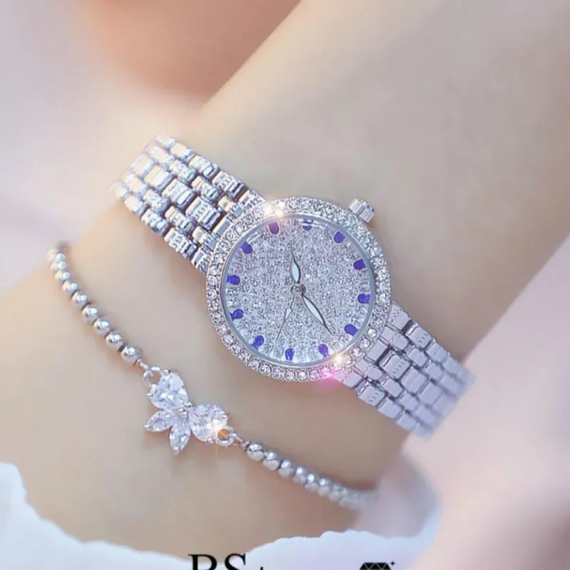 Bee Sister Diamond Quartz Luxury Brand Bracelet Watches Woman Rose Gold Ladies Steel Waterproof Wrist watch Crystal unique