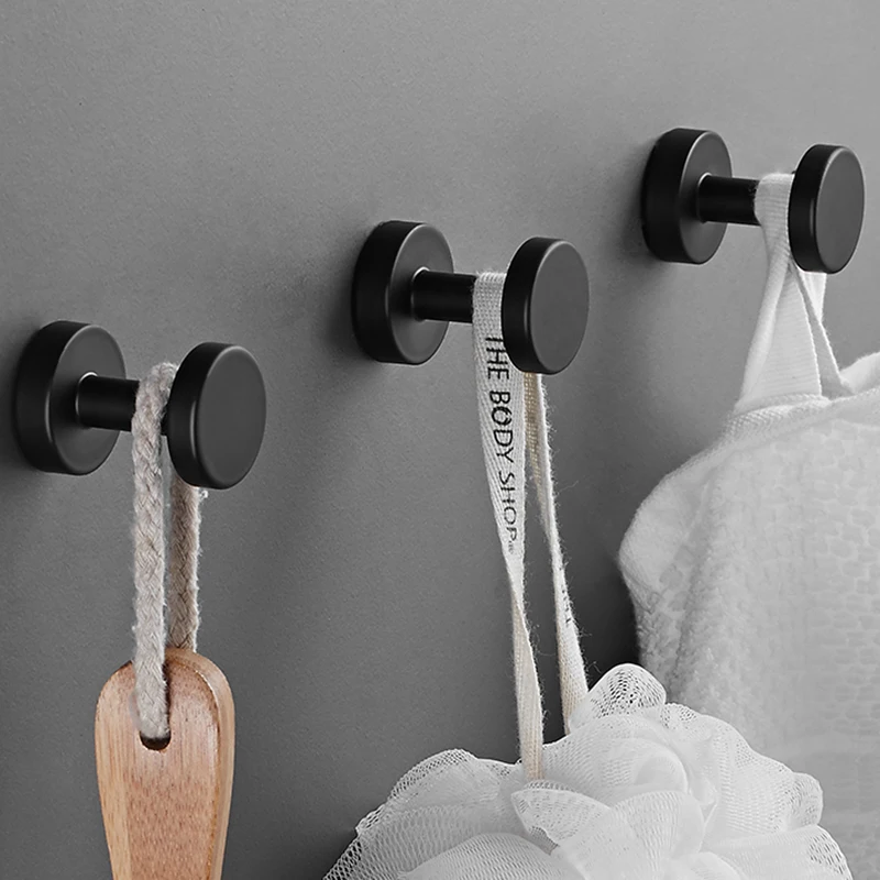 Aluminium Alloy Towel Hook Coat Rack Wall Mounted Clothes Hooks Black White Hooks Of Bedroom For Kitchen Bathroom Accessories