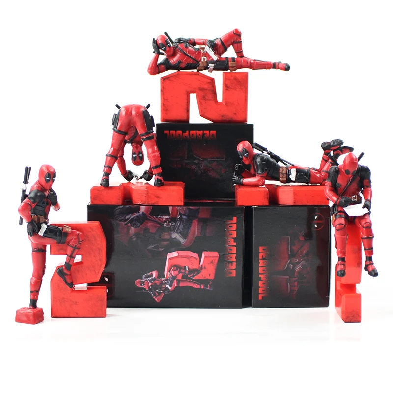 7-10cm Marvel Avengers Deadpool X-Men Corps with Sword Weapons Number 2 PVC Action Figure Funny Mini Model Toys Dolls Brinquedos