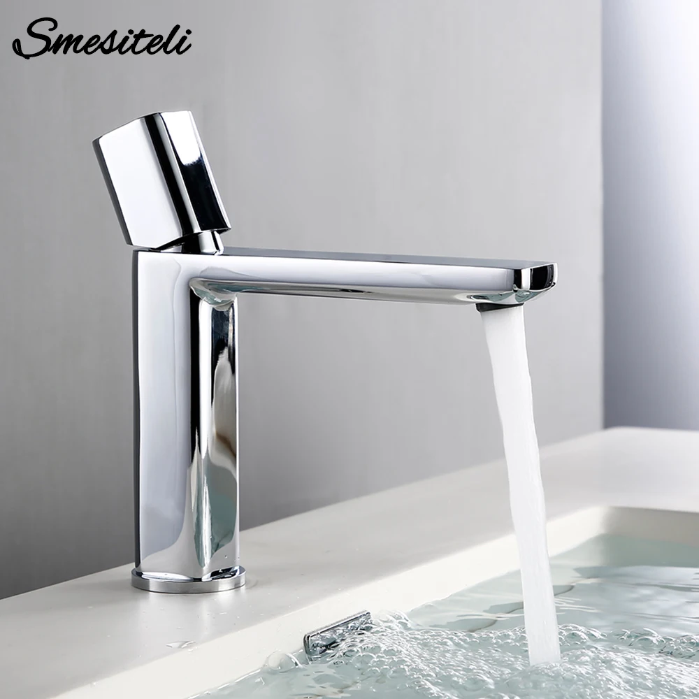 

Smesiteli Silver Luxury Basin Mixer Sink Gold Brass Single Lever Faucet For Bathroom Contemporary White Hot Cold Washbasin Taps